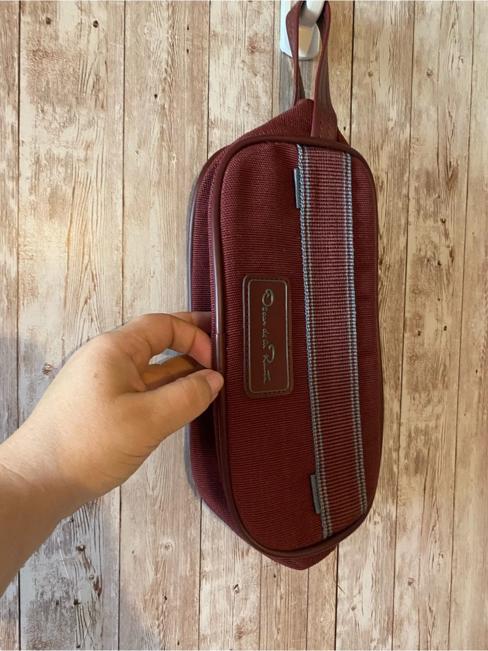 Oscar de la Renta Maroon Travel Duffel bag with Matching Toiletry bag Vintage